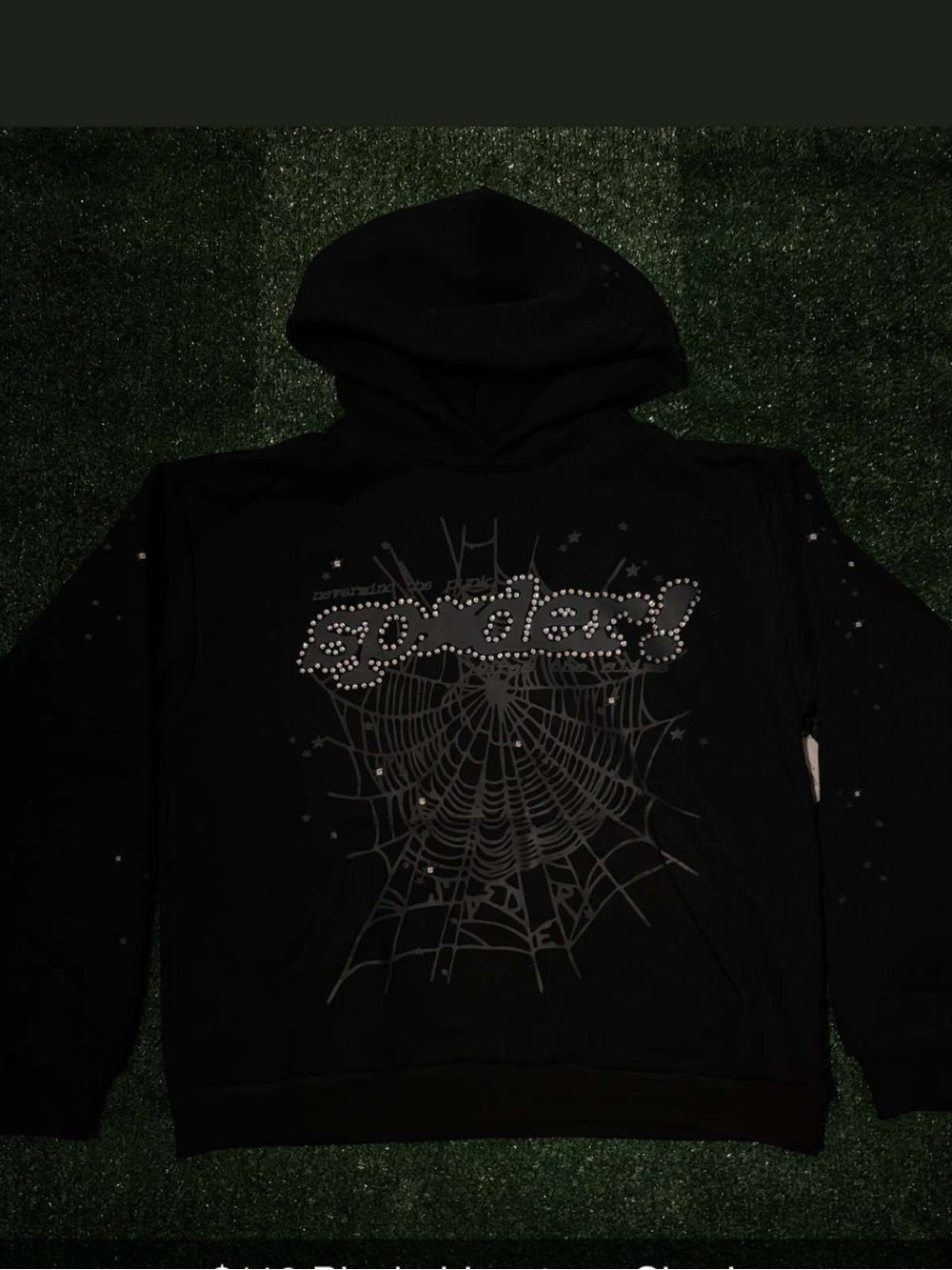 Black Rhinestone Spiderweb Crewneck Hoodie